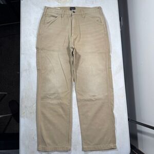 Levis Mens Carpenter Pants Tan Herringbone Cotton Loose Straight 34x29 Skate Y2k